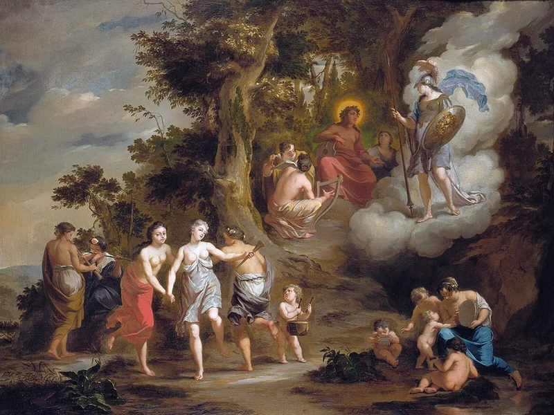 1660-Arnold Houbraken - Pallade Atena in visita ad Apollo sul Parnaso - 1703